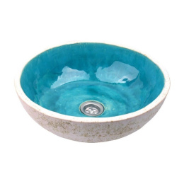 Umywalka artystyczna turkusowa z ceramiki rękodzieło