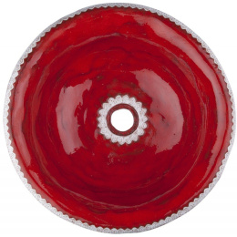 Artystyczna czerwona umywalka nablatowa rękodzieło