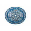 Okrągła meksykańska niebieska umywalka - ręcznie zdobiona