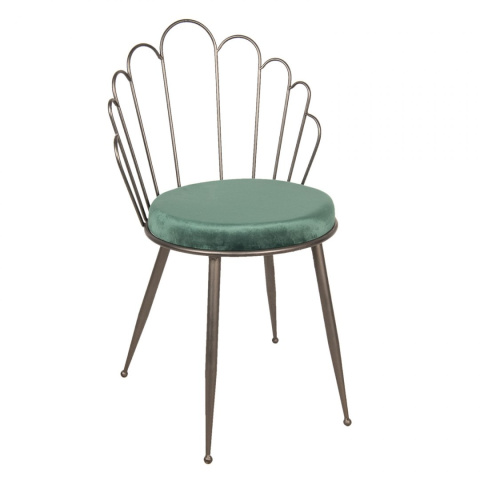 Metalowe krzesło tapicerowane w stylu glamour