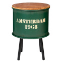 Zestaw zielonych stolików loftowych Amsterdam metal i drewno
