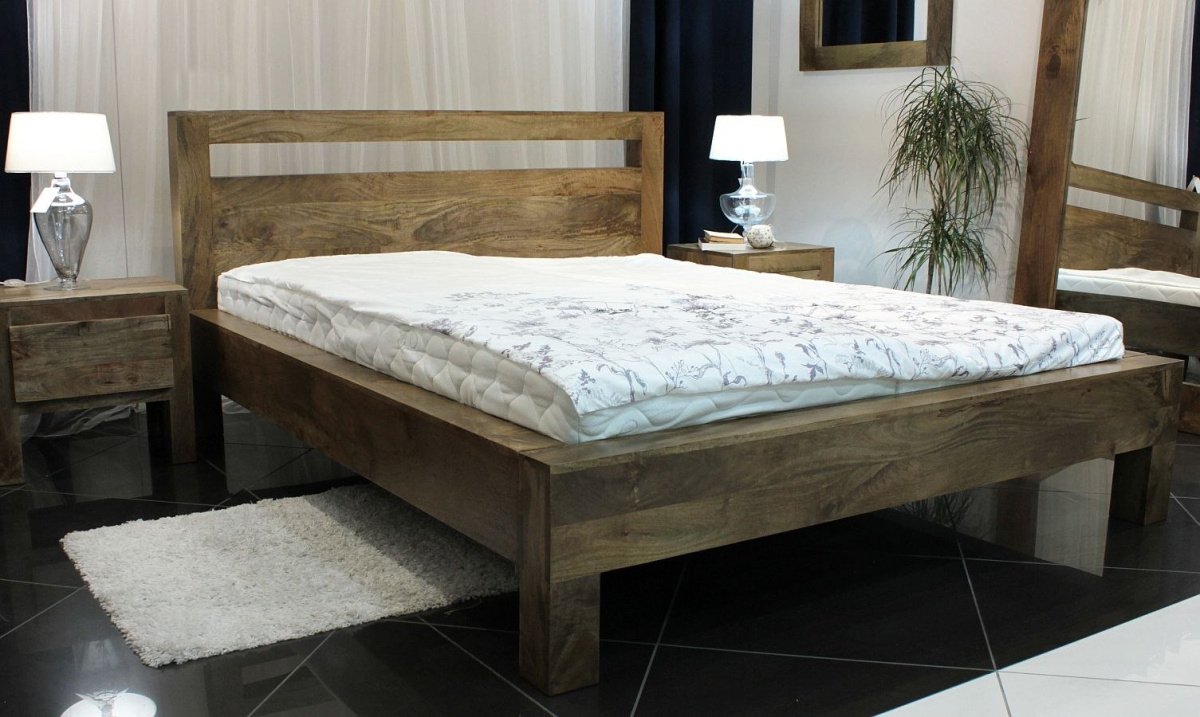 Nowoczesne łóżko z drewna mango z Indii 180x200