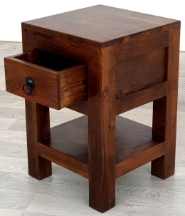 Indyjska drewniana szafka nocna / stolik kolonialna