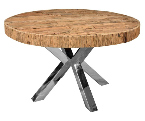 Okrągły stół loftowy z drewna szczotkowanego LONDON Belldeco