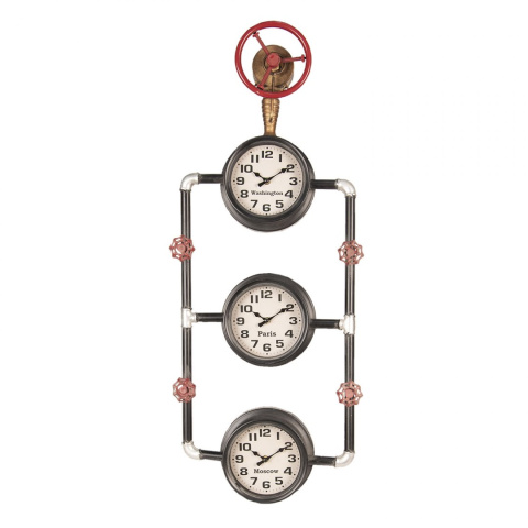 Potrójny metalowy zegar z rurek industrial