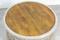 Okrągły ażurowy drewniany stolik kawowy z Indii