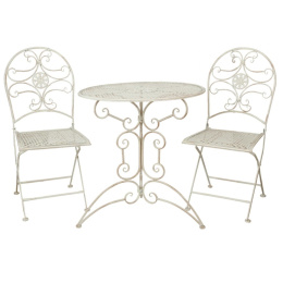 Białe meble ogrodowe stolik i dwa krzesła