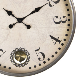 Klasyczny okrągły zegar ścienny z mapą świata