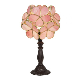Witrażowa różowa lampa stołowa TIFFANY