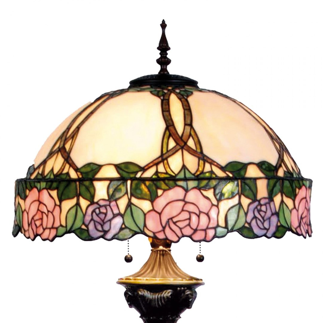 Piękna witrażowa kolorowa lampa podłogowa TIFFANY