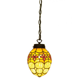 Żółta lampa wisząca witrażowa owalna TIFFANY