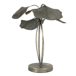 Metalowa postarzana lampa stołowa liście