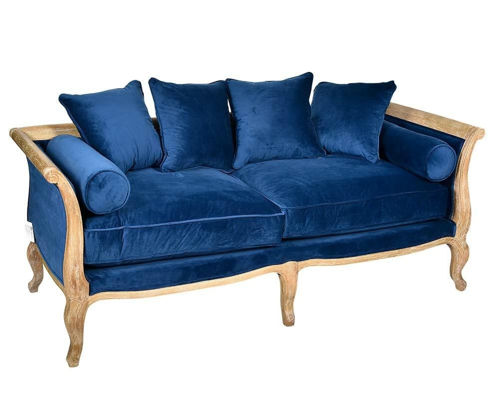 Niebieska stylowa sofa na ozdobnych nóżkach CLASSIC Belldeco
