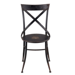 Postrzane krzesło metalowe w stylu francuskim