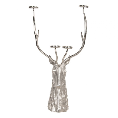 Designerski aluminiowy świecznik jeleń srebrny