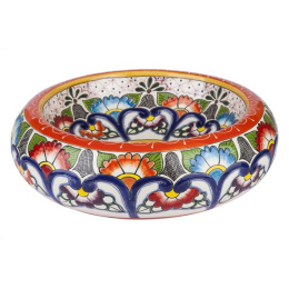 Okrągła meksykańska ceramiczna umywalka z reliefem