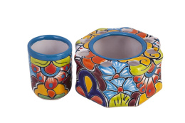 Ceramiczny kolorowy zestaw łazienkowy z Meksyku D