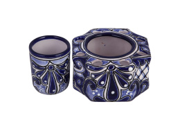 Niebieski ceramiczny zestaw łazienkowy z Meksyku A