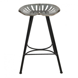 Industrialny metalowy stołek barowy z ażurowym siedziskiem