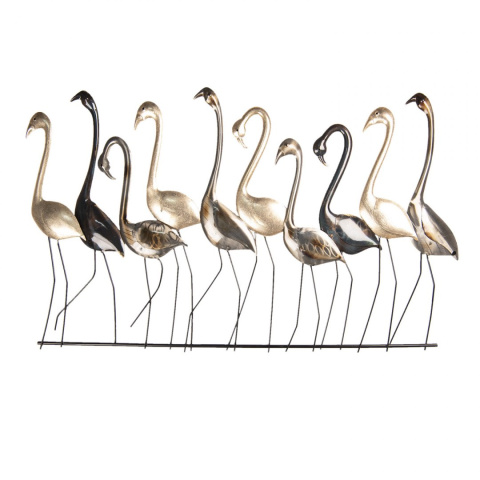 Metalowy dekor ścienny flamingi