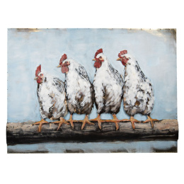 Metalowy dekor ścienny/obraz rustykalny kury