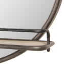 Okrągłe lustro metalowe z drewnianą półką