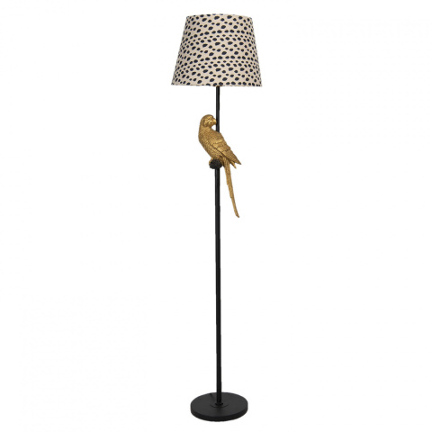 Designerska lampa podłogowa ze złotą papugą