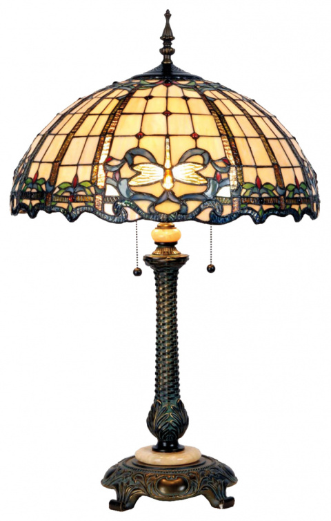 Duża stylowa lampa stołowa witrażowa TIFFANY
