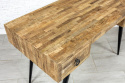 Loftowe biurko drewniane na metalowych nogach z Indii