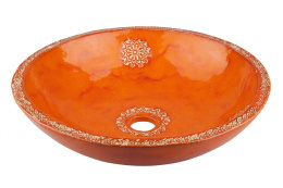 Piekna artystyczna umywalka ceramiczna pomarańczoowa