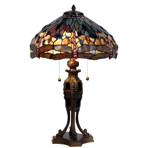 Piękna witrażowa lampa stołowa TIFFANY Clayre & Eef