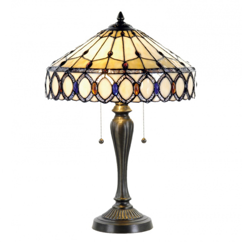 Piękna stołowa lampa witrażowa kolorowa TIFFANY