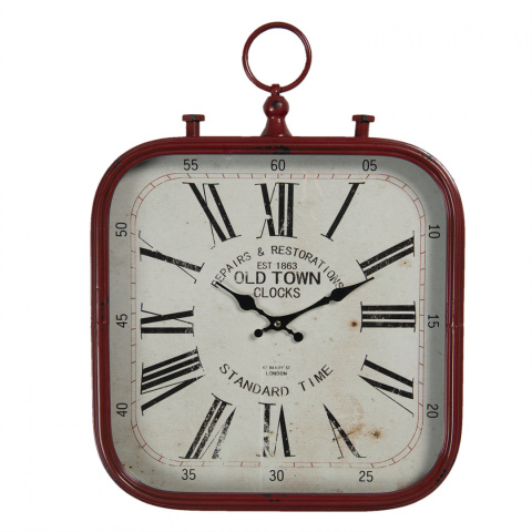 Postarzany czerwony zegar ścienny vintage