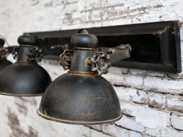 Czarna lampa potrójna industrialna Factory Chic Antique