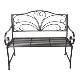 Brązowa metalowa ławka ogrodowa z metalu Clayre & Eef
