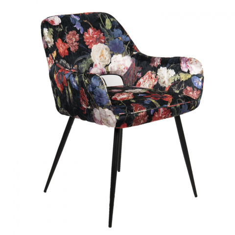Krzesło w kwiaty z podłokietnikami w stylu retro