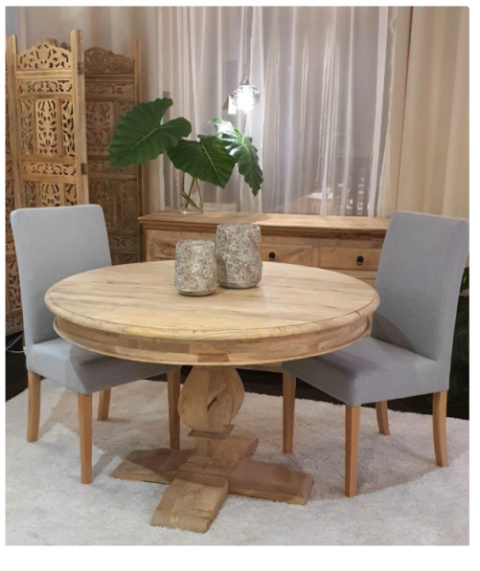 Okrągły indyjski stół drewniany w stylu kolonialnym