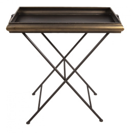 Metalowy stolik z tacą w stylu vintage w kolorze miedzianym