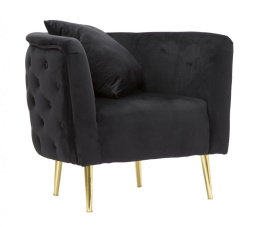Pikowany czarny fotel BUKAREST w stylu glamour