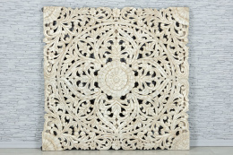 Duży przecierany biały panel dekoracyjny z mandalą orient