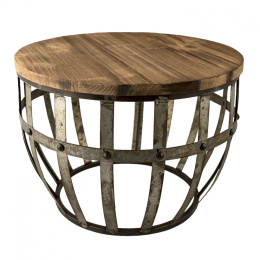 Loftowy stolik z drewnianym blatem Clayre & Eef