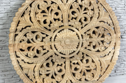 Okrągły indyjski rzeźbiony dekor ścienny 2