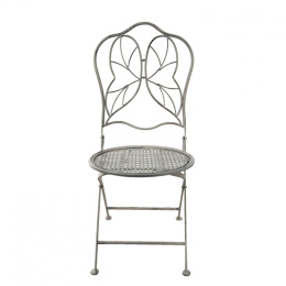 Metalowe krzesło ogrodowe z przetarciami w stylu prowansalskim