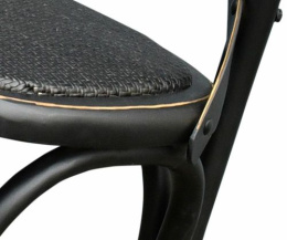 Czarne krzesło z rattanowym siedziskiem BARI Belldeco