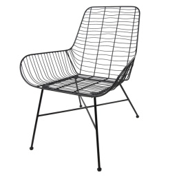 Czarne metalowe krzesło ażurowe w stylu skandynawskim