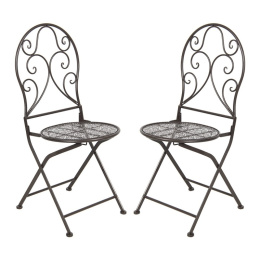 Metalowe krzesła ogroowe brąz 2 szt. prowansalskie