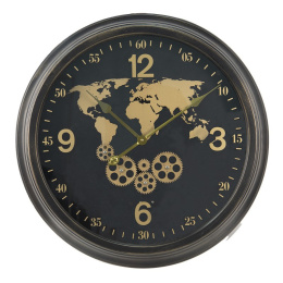 Zegar ścienny vintage z trybami i mapą