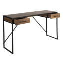 Industrialne metalowe biurko z drewnianym blatem