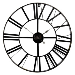 Okrągły ażurowy czarny zegar ścienny loft XS