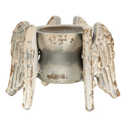 Postarzany świecznik vintage ze skrzydłami